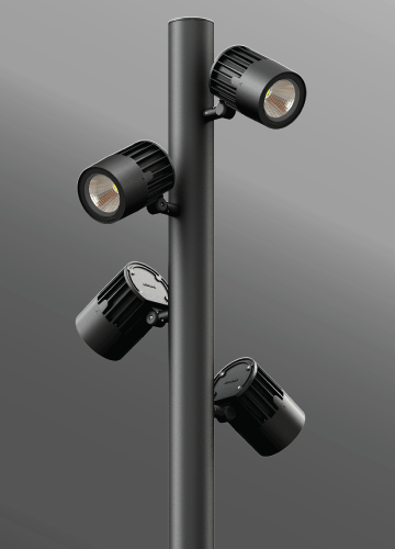 Click to view Ligman Lighting's  Odessa Cluster Pole Mounted Floodlights (model UOD-2102X).